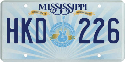 MS license plate HKD226