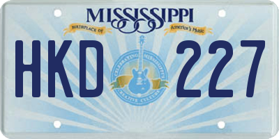 MS license plate HKD227