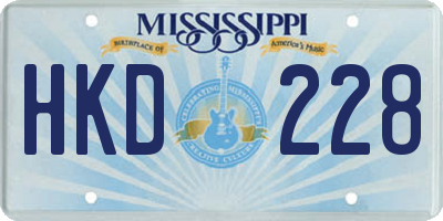 MS license plate HKD228