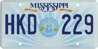 MS license plate HKD229