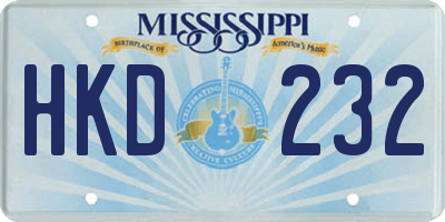 MS license plate HKD232