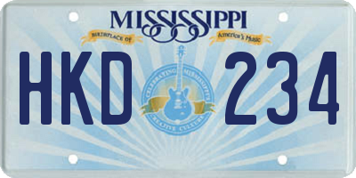 MS license plate HKD234