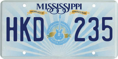 MS license plate HKD235