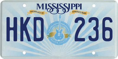 MS license plate HKD236