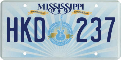MS license plate HKD237