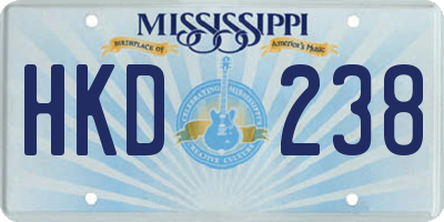 MS license plate HKD238