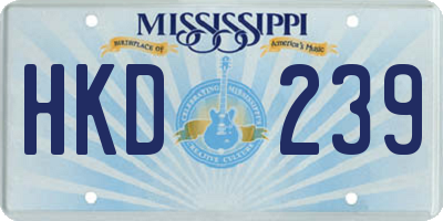 MS license plate HKD239