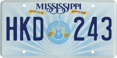 MS license plate HKD243