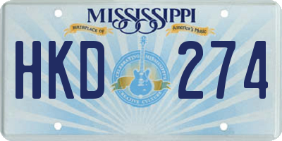 MS license plate HKD274