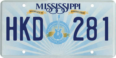 MS license plate HKD281