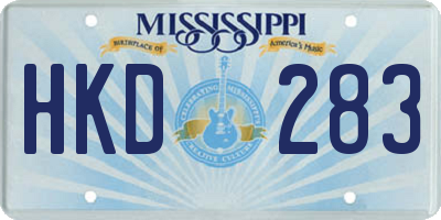MS license plate HKD283