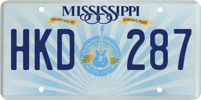 MS license plate HKD287