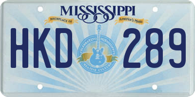 MS license plate HKD289