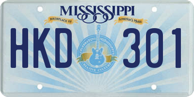MS license plate HKD301