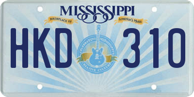 MS license plate HKD310