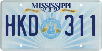 MS license plate HKD311