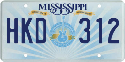 MS license plate HKD312