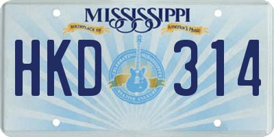MS license plate HKD314