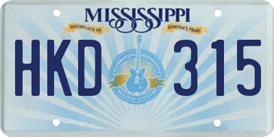 MS license plate HKD315