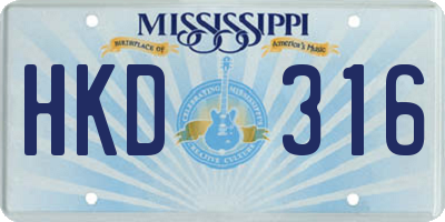 MS license plate HKD316
