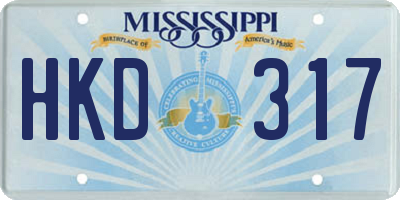 MS license plate HKD317
