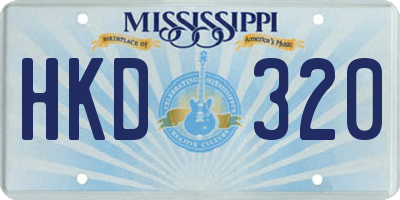 MS license plate HKD320