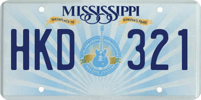 MS license plate HKD321