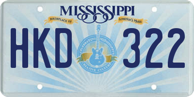 MS license plate HKD322