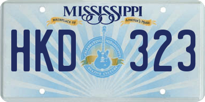 MS license plate HKD323