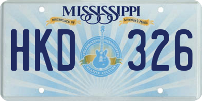 MS license plate HKD326