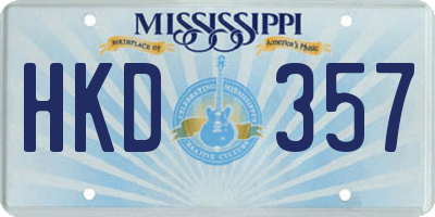 MS license plate HKD357