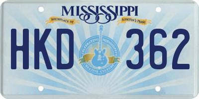 MS license plate HKD362