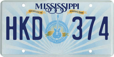 MS license plate HKD374