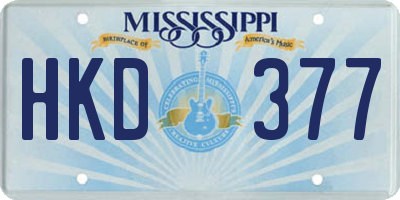 MS license plate HKD377