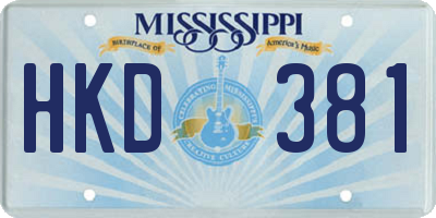 MS license plate HKD381