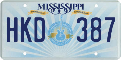 MS license plate HKD387