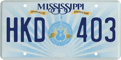 MS license plate HKD403