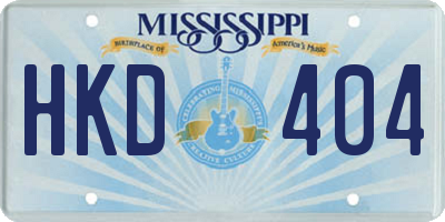 MS license plate HKD404