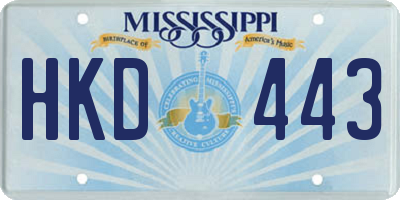 MS license plate HKD443