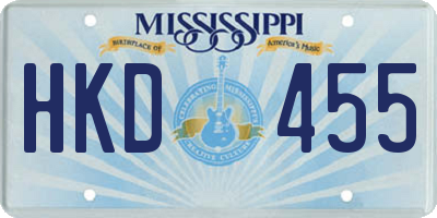 MS license plate HKD455