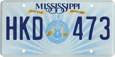 MS license plate HKD473