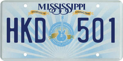 MS license plate HKD501
