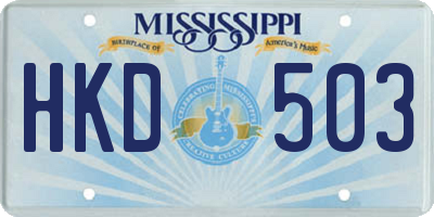 MS license plate HKD503