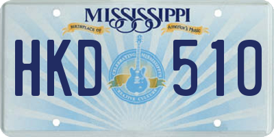 MS license plate HKD510