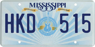 MS license plate HKD515