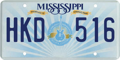 MS license plate HKD516