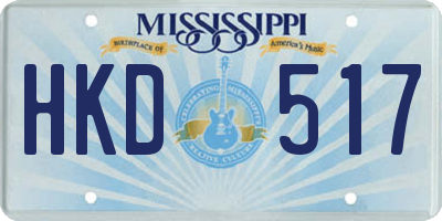 MS license plate HKD517