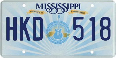 MS license plate HKD518