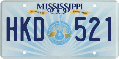 MS license plate HKD521