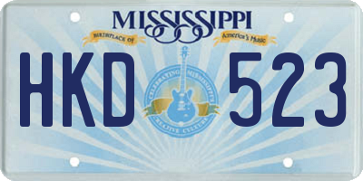 MS license plate HKD523